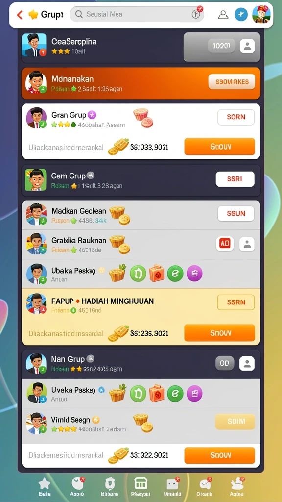 Screenshot menampilkan antarmuka utama dengan berbagai pilihan slot.